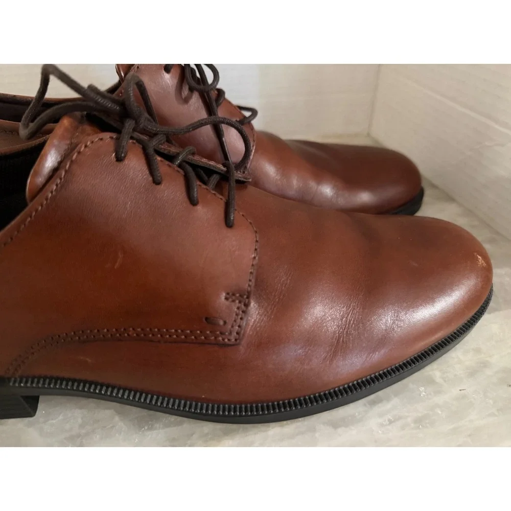ECCO‎ Leather Oxford Shoes Mens Brown Good Lace Up Derby Dress Shoes Size us 13